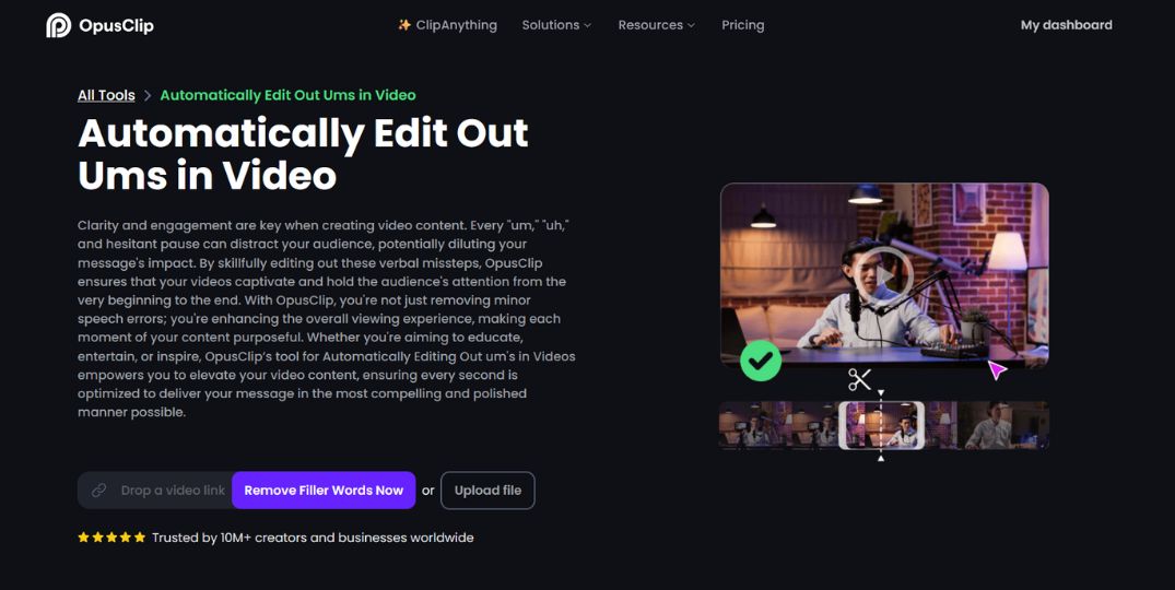 OpusClip / Automatically Edit Out Ums in Video