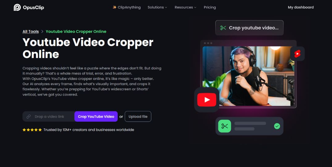 Opus Pro YouTube Video Cropper Online